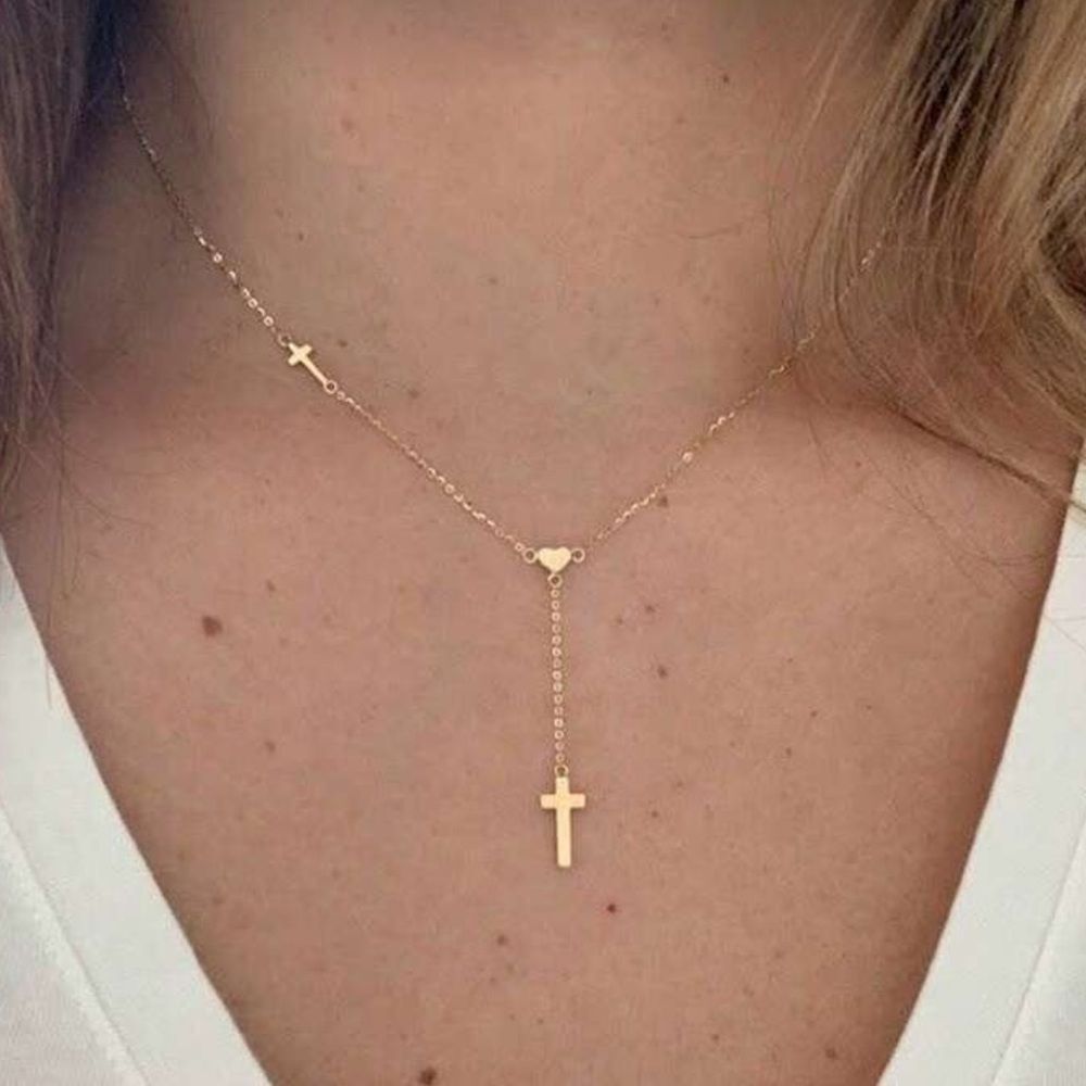 Gold Cross Pendant Necklace M625